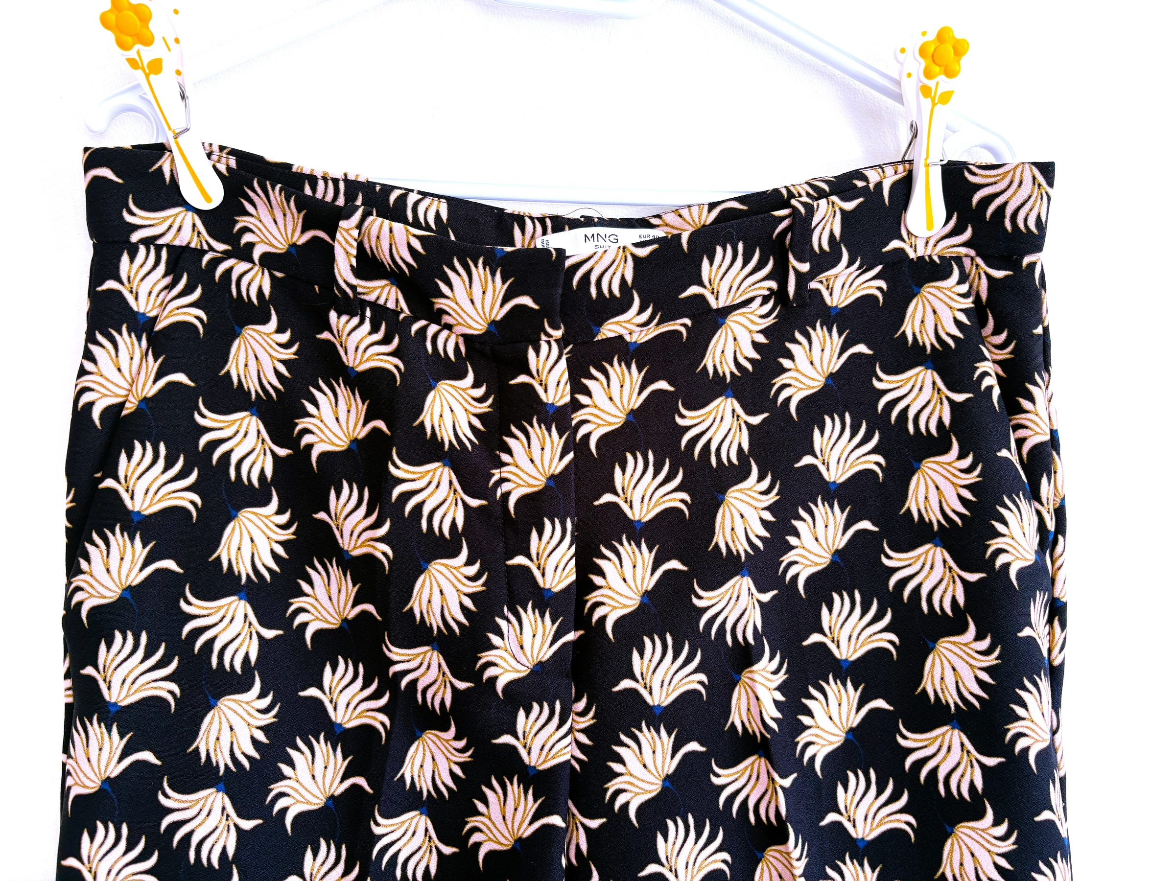 Mango Summer Trousers with Print – Size 40 – Side Pockets – Zipper & Hook Closure – Belt Loop – photo 6